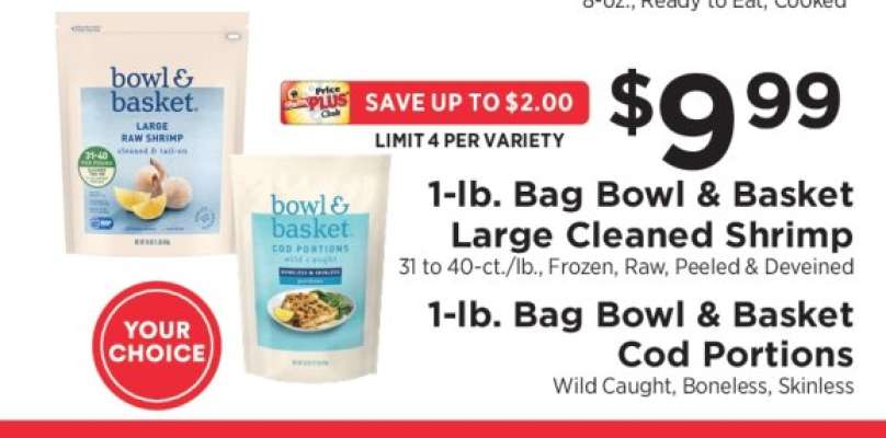 Bowl & Basket Large Cleaned Shrimp or Cod Portions
