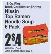 Nissin Top Ramen Noodle Soup 6 Pack