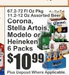 Corona, Stella Artois, Modelo or Heineken 6 Packs