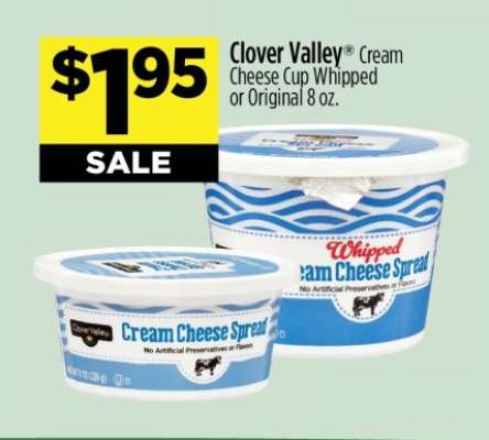Clover Valley Cream Cheese Cup Whipped or Original 8 oz.