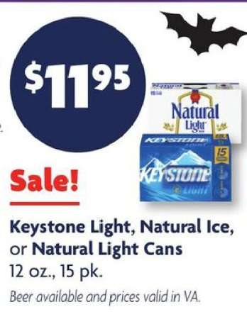 Keystone Light, Natural Ice, or Natural Light Cans
