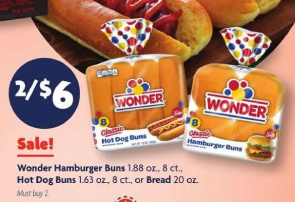 Wonder Hamburger Buns or Hot Dog Buns