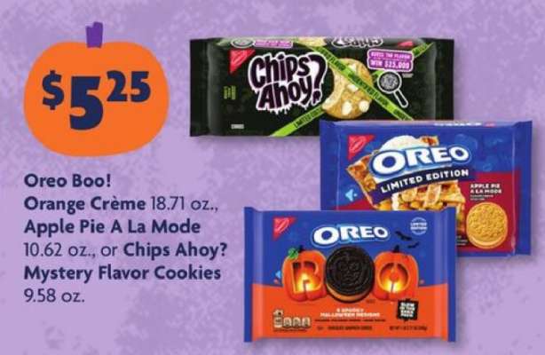 Oreo Boo! Orange Crème, Apple Pie A La Mode, Chips Ahoy? Mystery Flavor Cookies