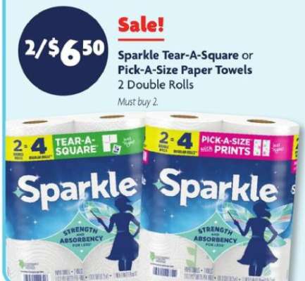 Sparkle Tear-A-Square or Pick-A-Size Paper Towels