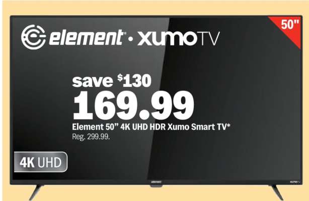 Element 50" 4K UHD HDR Xumo Smart TV