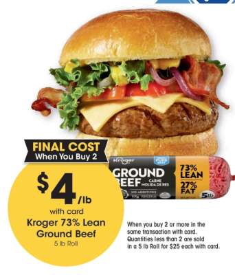 Kroger 73% Lean Ground Beef