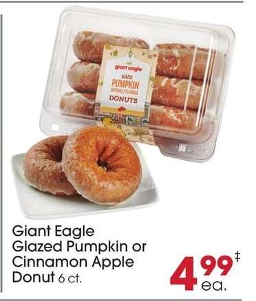 Giant Eagle Glazed Pumpkin or Cinnamon Apple Donut