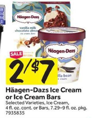 Häagen-Dazs Ice Cream or Ice Cream Bars