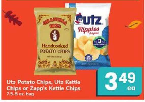 Utz Potato Chips, Utz Kettle Chips or Zapp's Kettle Chips