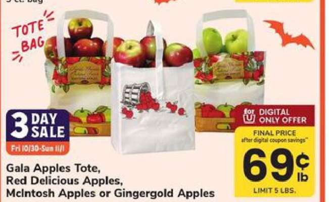 Gala Apples Tote, Red Delicious Apples, McIntosh Apples or Gingergold Apples
