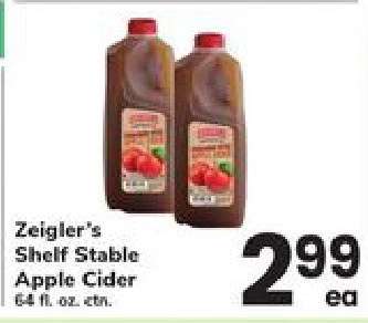 Zeigler’s Shelf Stable Apple Cider