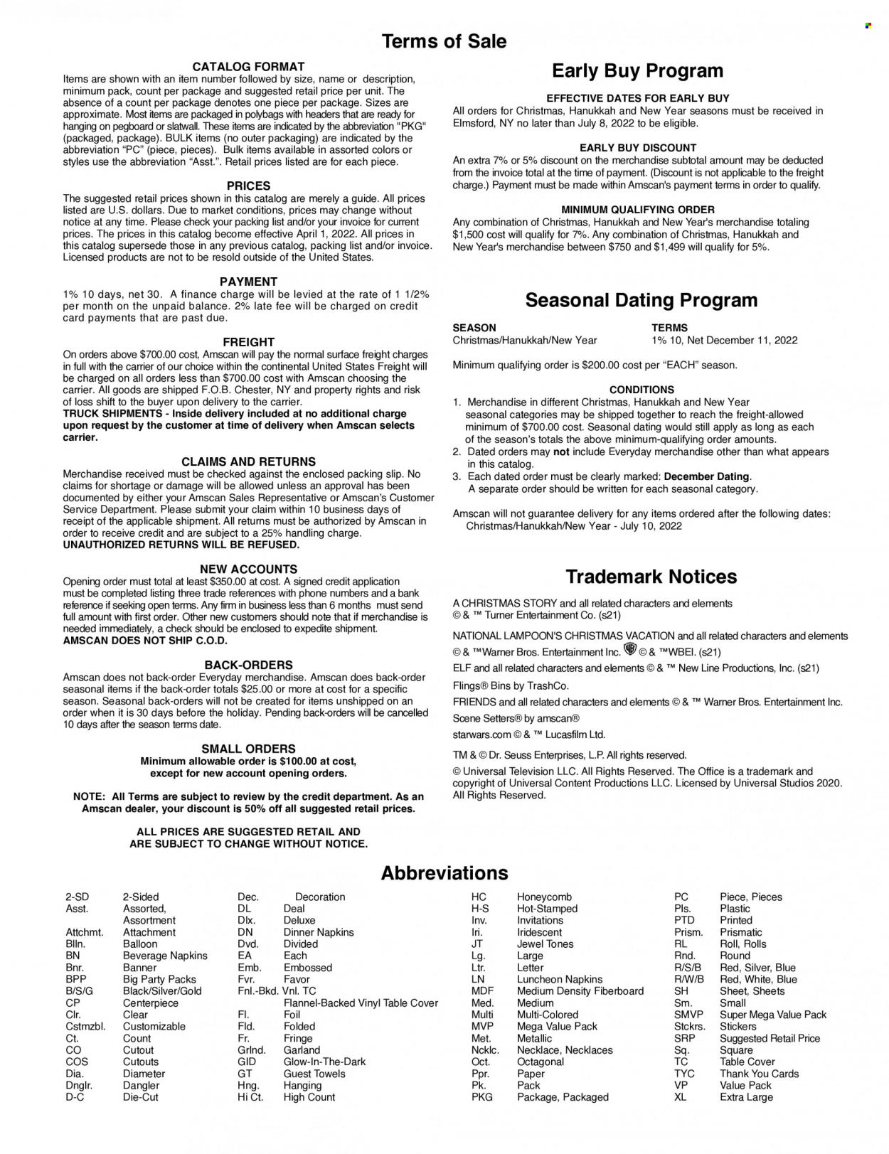 Amscan flyer . Page 183.