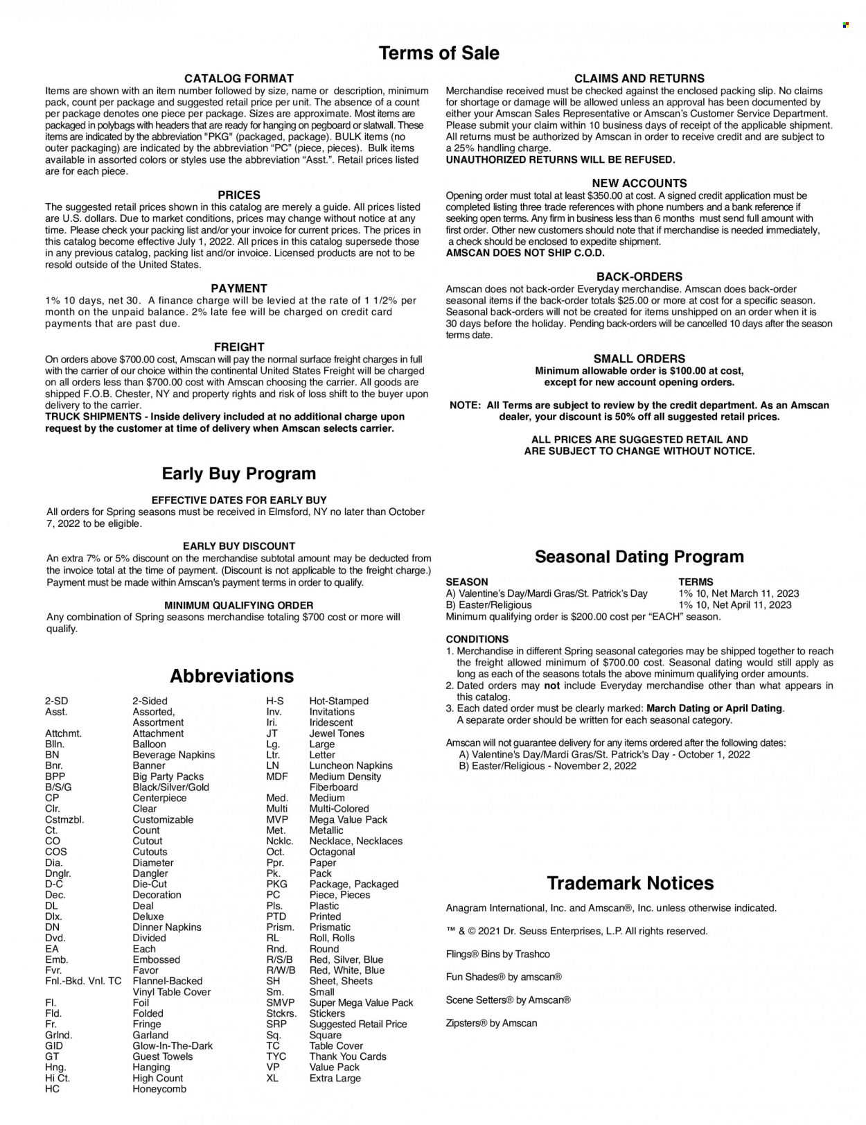 Amscan flyer . Page 152.