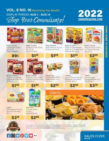 Commissary Flyer - 08/01/2022 - 08/14/2022.
