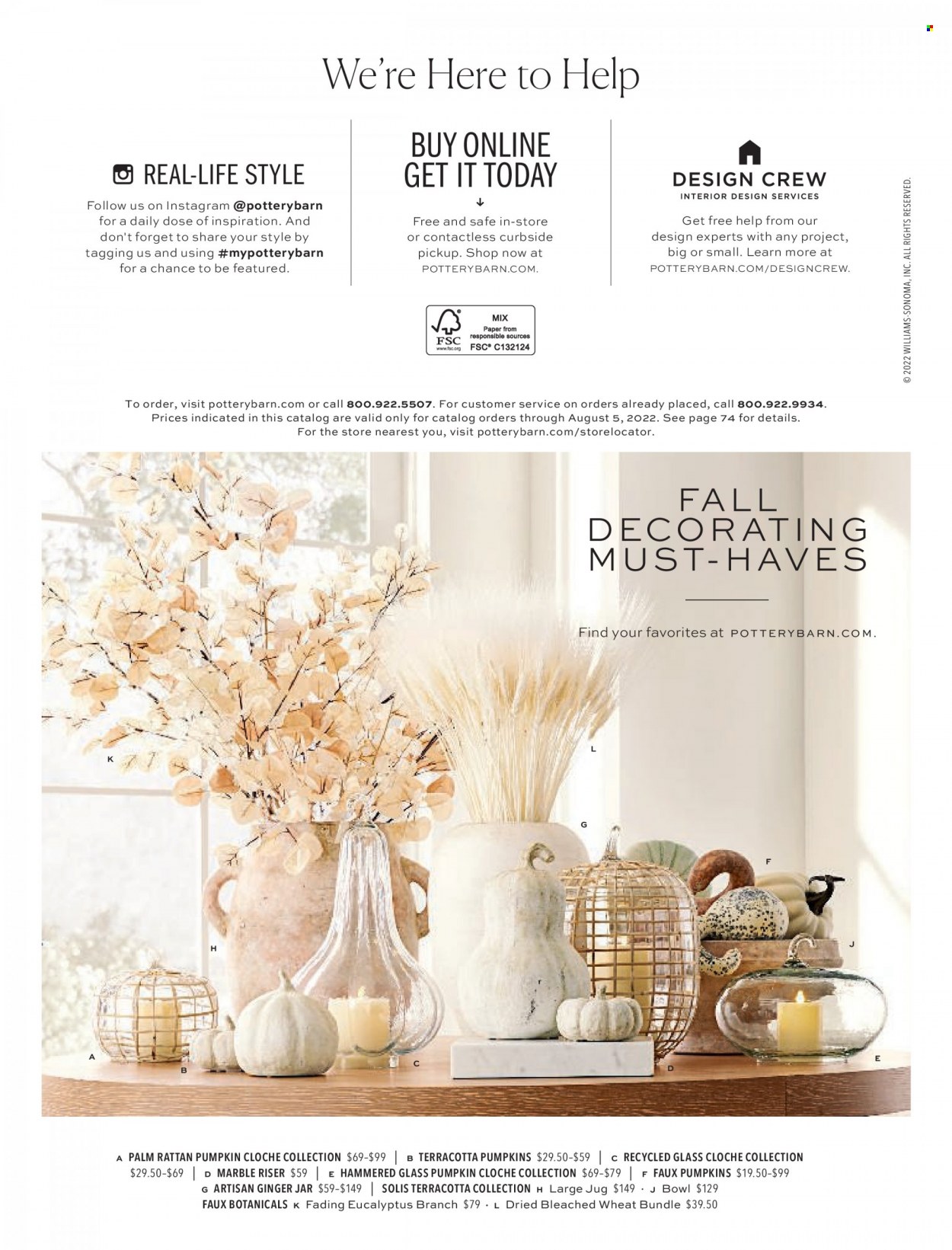 Pottery Barn flyer . Page 101.