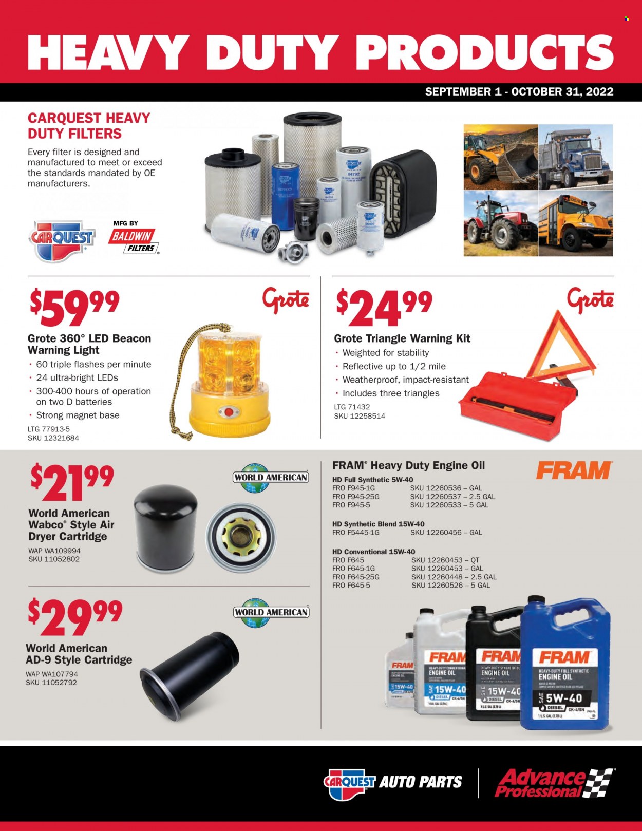 Carquest flyer  - 09.01.2022 - 10.31.2022. Page 1.
