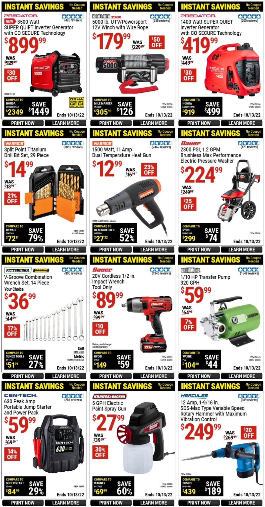 Harbor Freight flyer  - 09.15.2022 - 10.13.2022. Page 1.