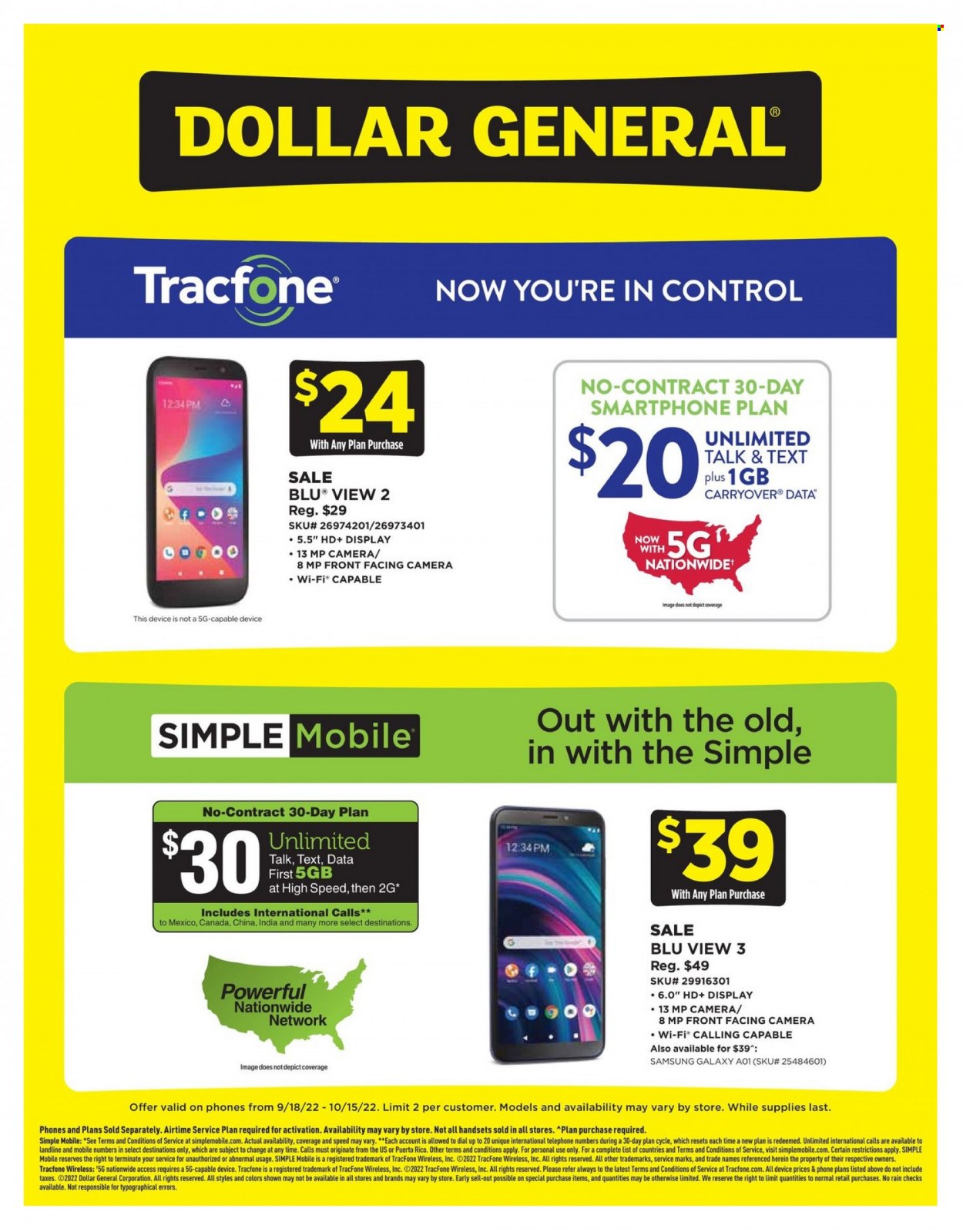 Dollar General flyer  - 09.18.2022 - 10.15.2022. Page 1.