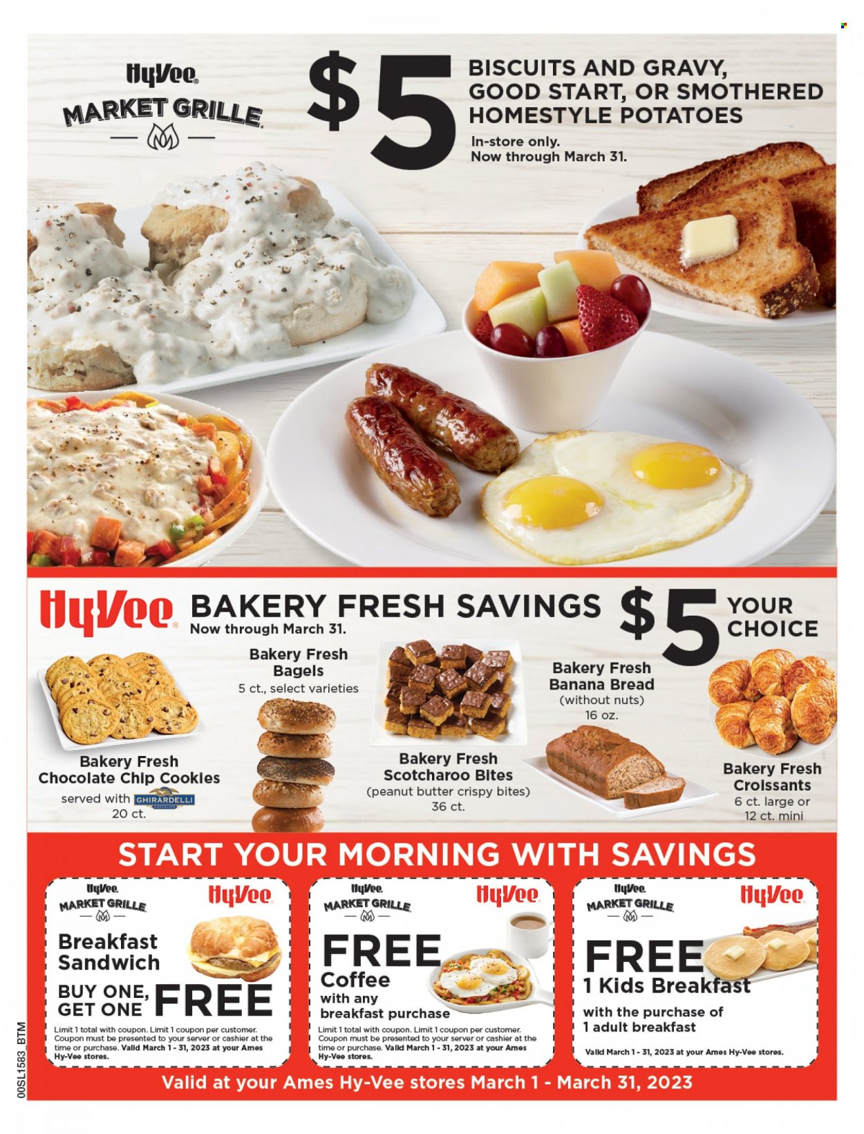 Hy-Vee flyer  - 03.01.2023 - 03.31.2023. Page 1.