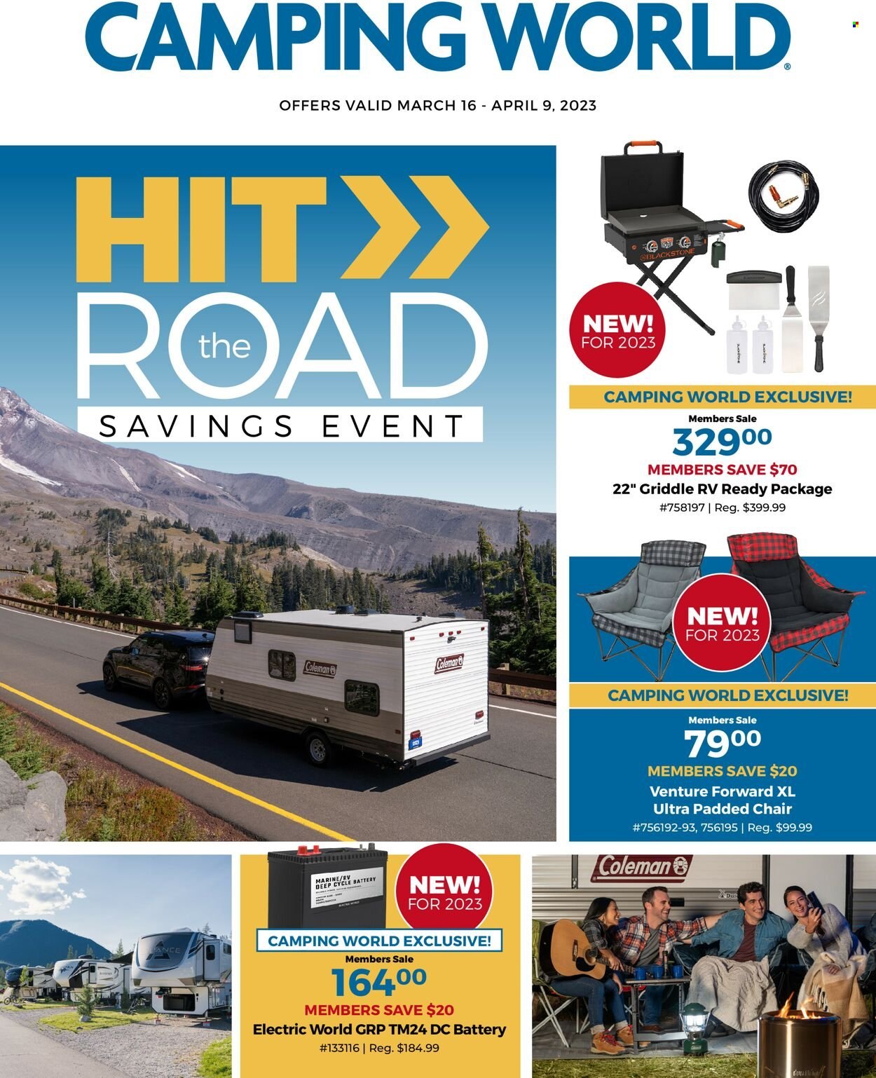 Camping World flyer  - 03.16.2023 - 04.09.2023. Page 1.