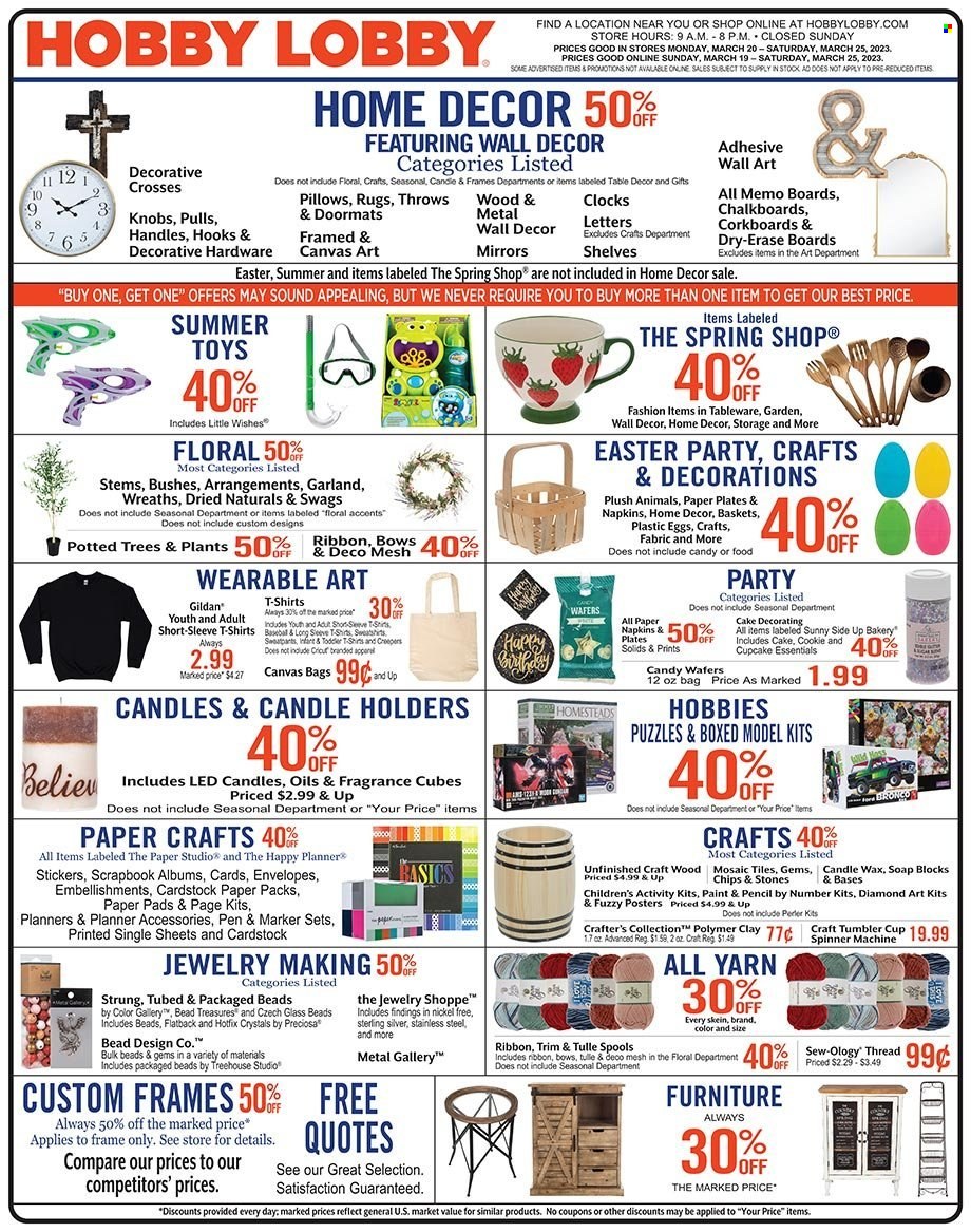Hobby Lobby flyer  - 03.19.2023 - 03.25.2023. Page 1.