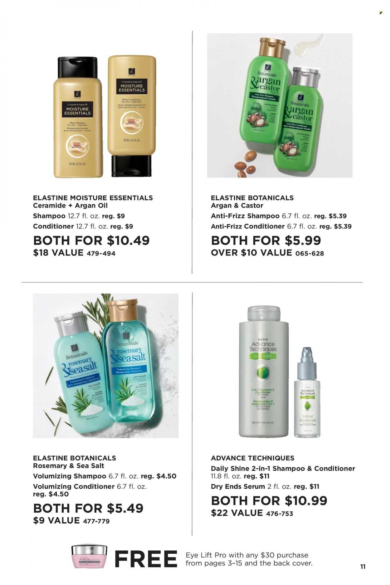 thumbnail - Avon Flyer - Sales products - shampoo, Avon, Anew, serum, conditioner. Page 11.