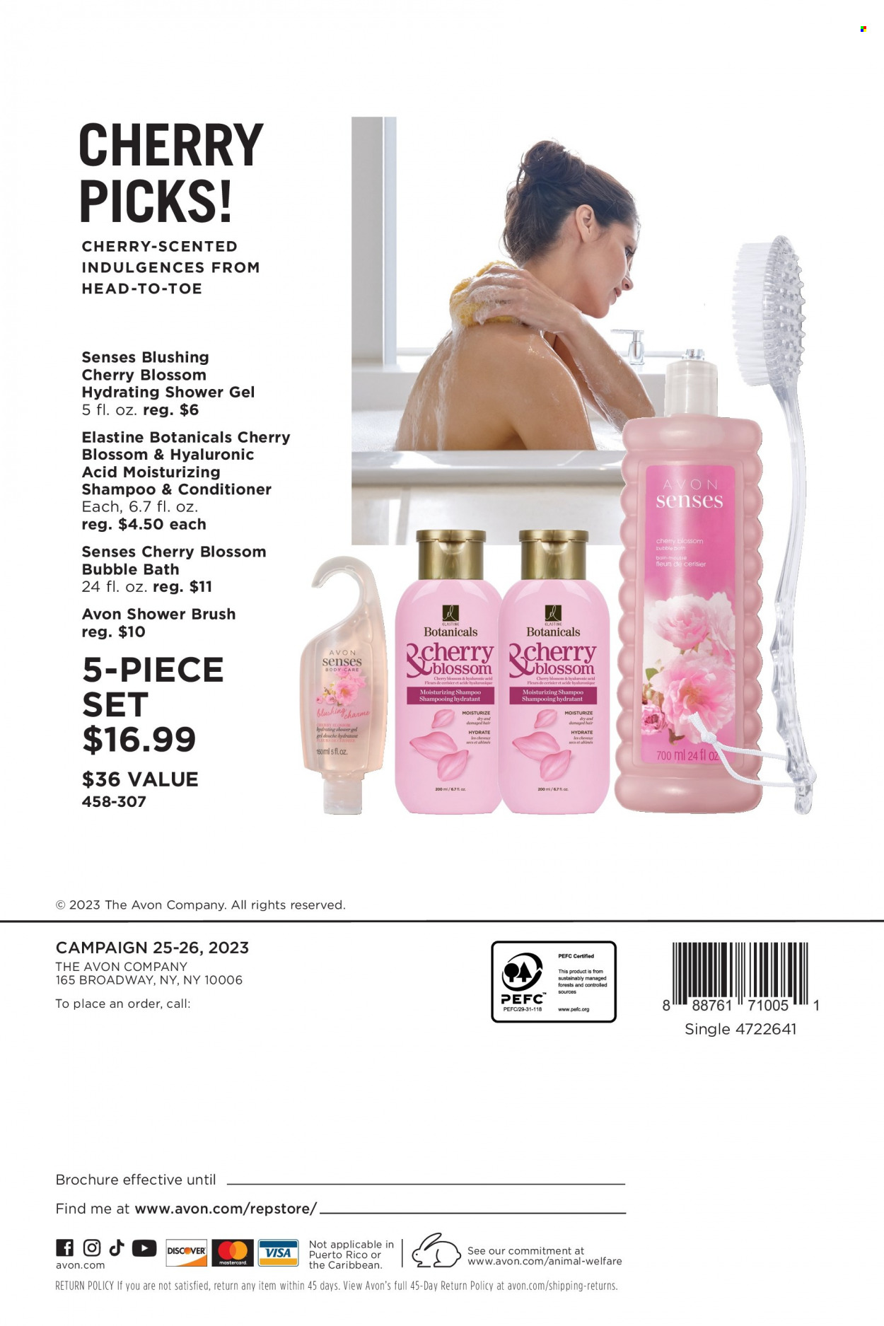 thumbnail - Avon Flyer - Sales products - bubble bath, shampoo, shower gel, Avon, conditioner, brush. Page 16.