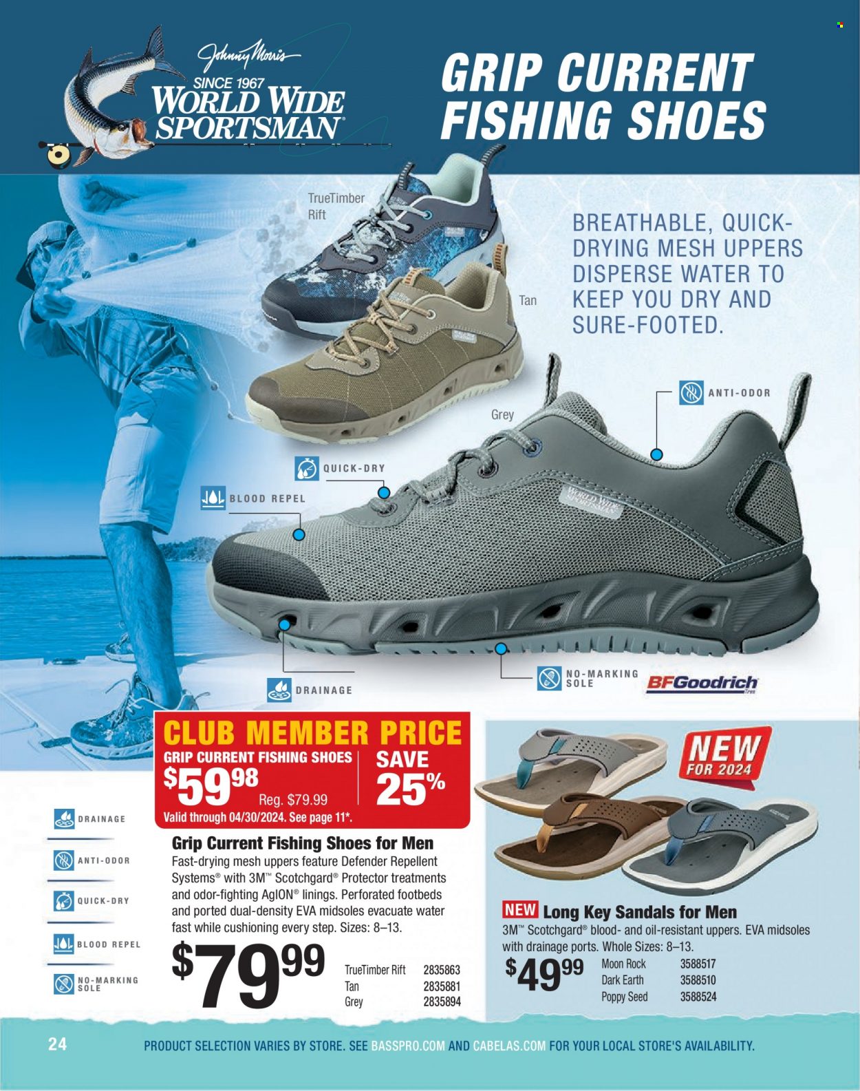 thumbnail - Bass Pro Shops Flyer - Sales products - sandals, shoes. Page 24.
