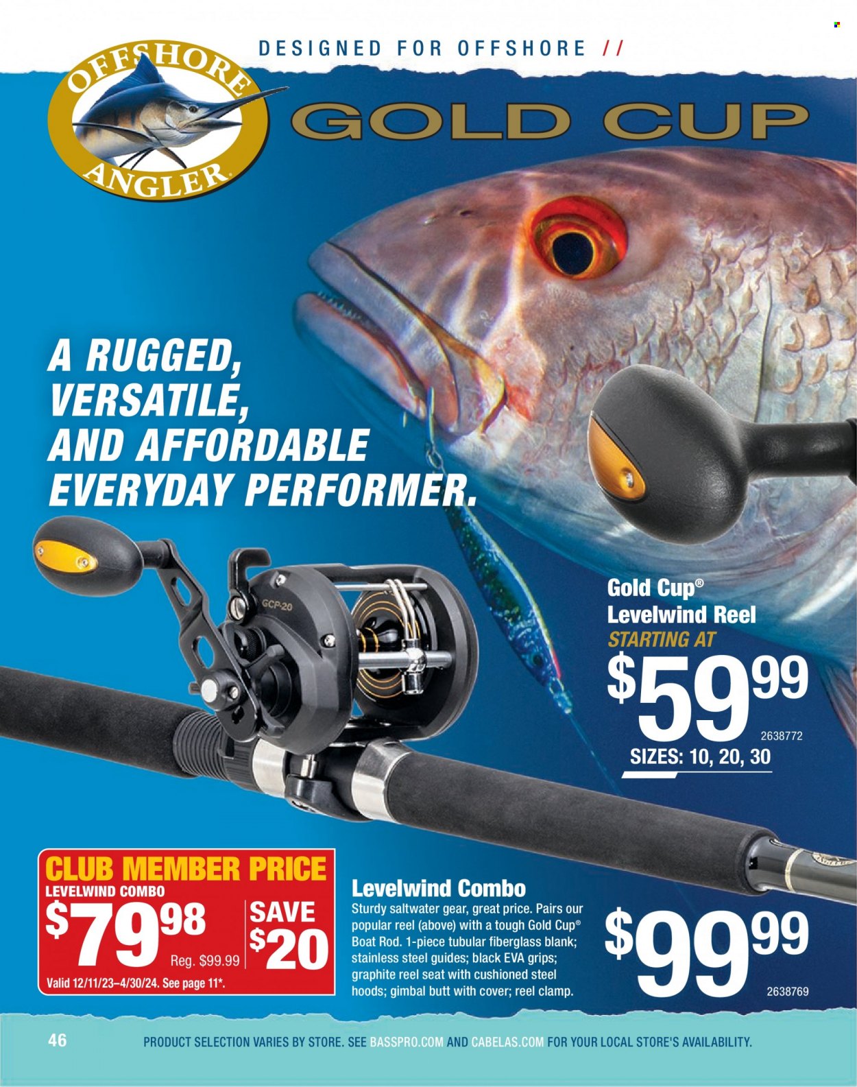 thumbnail - Bass Pro Shops Flyer - Sales products - reel, clamp. Page 46.