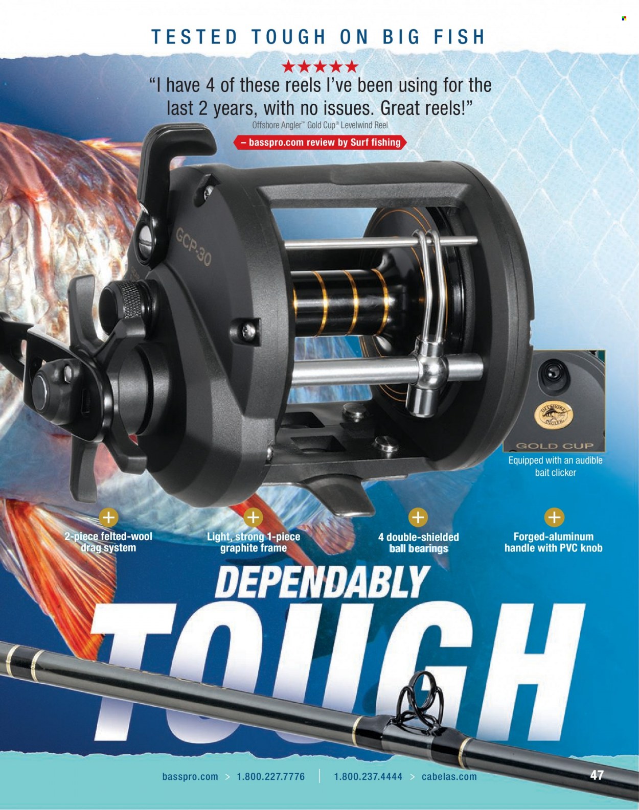 thumbnail - Bass Pro Shops Flyer - Sales products - fish, reel. Page 47.