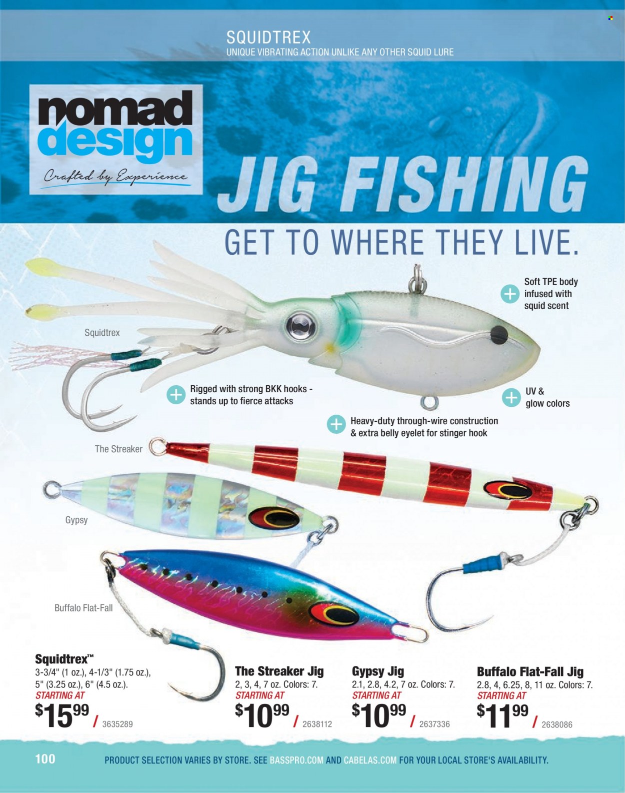 thumbnail - Bass Pro Shops Flyer - Sales products - jig. Page 100.