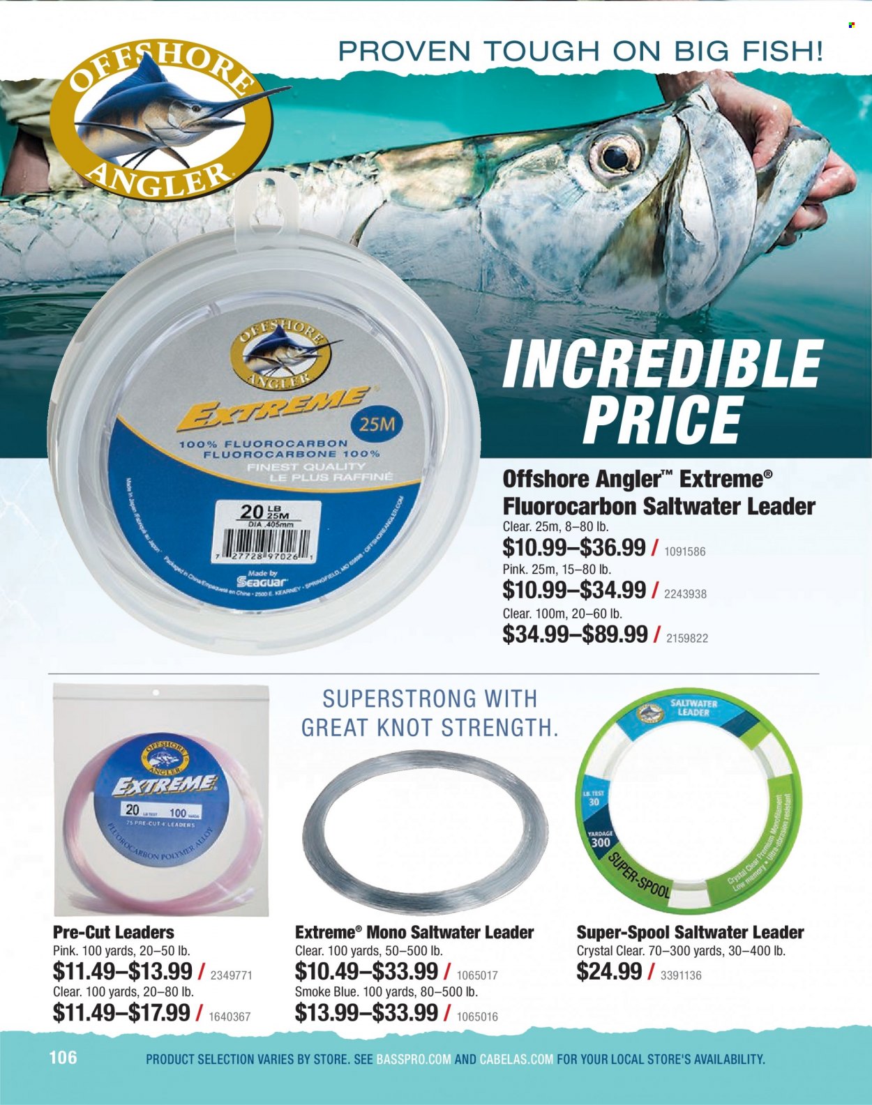 thumbnail - Bass Pro Shops Flyer - Sales products - fish, leader. Page 106.
