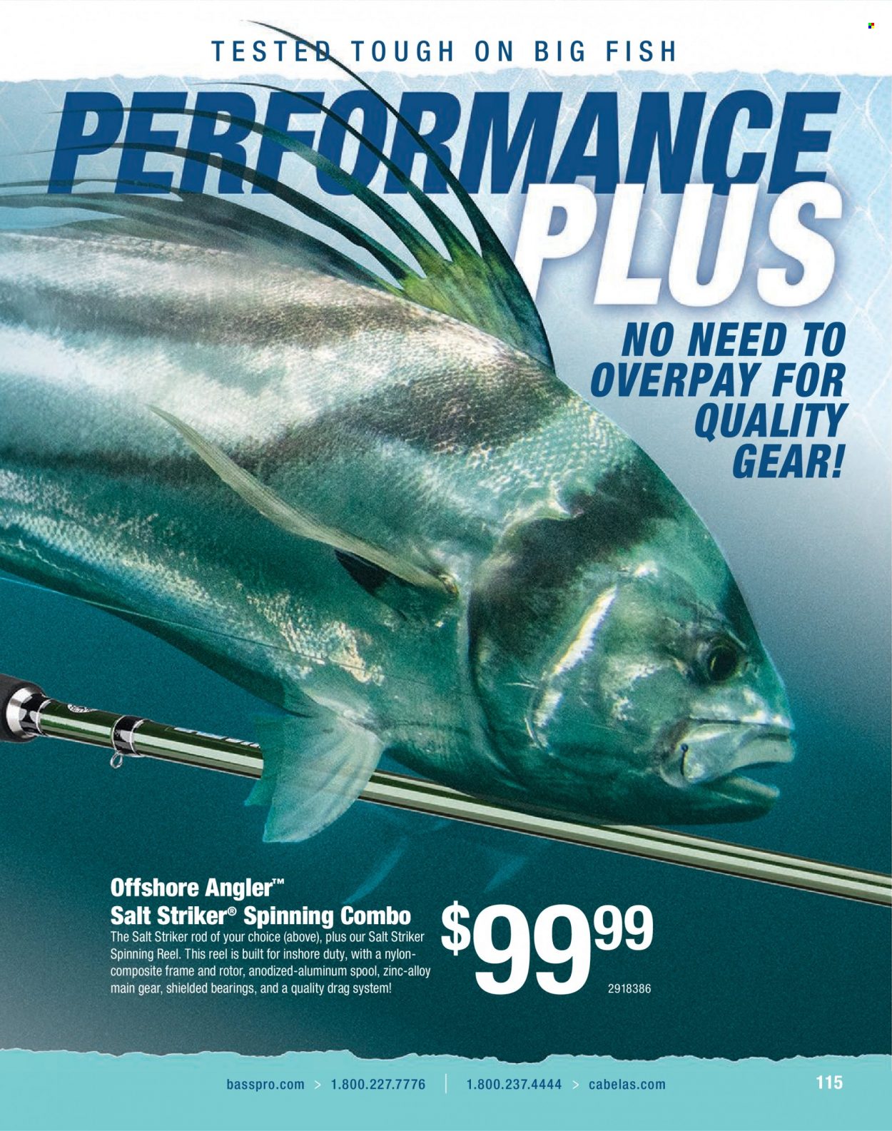 thumbnail - Bass Pro Shops Flyer - Sales products - fish, reel, spinning reel. Page 115.