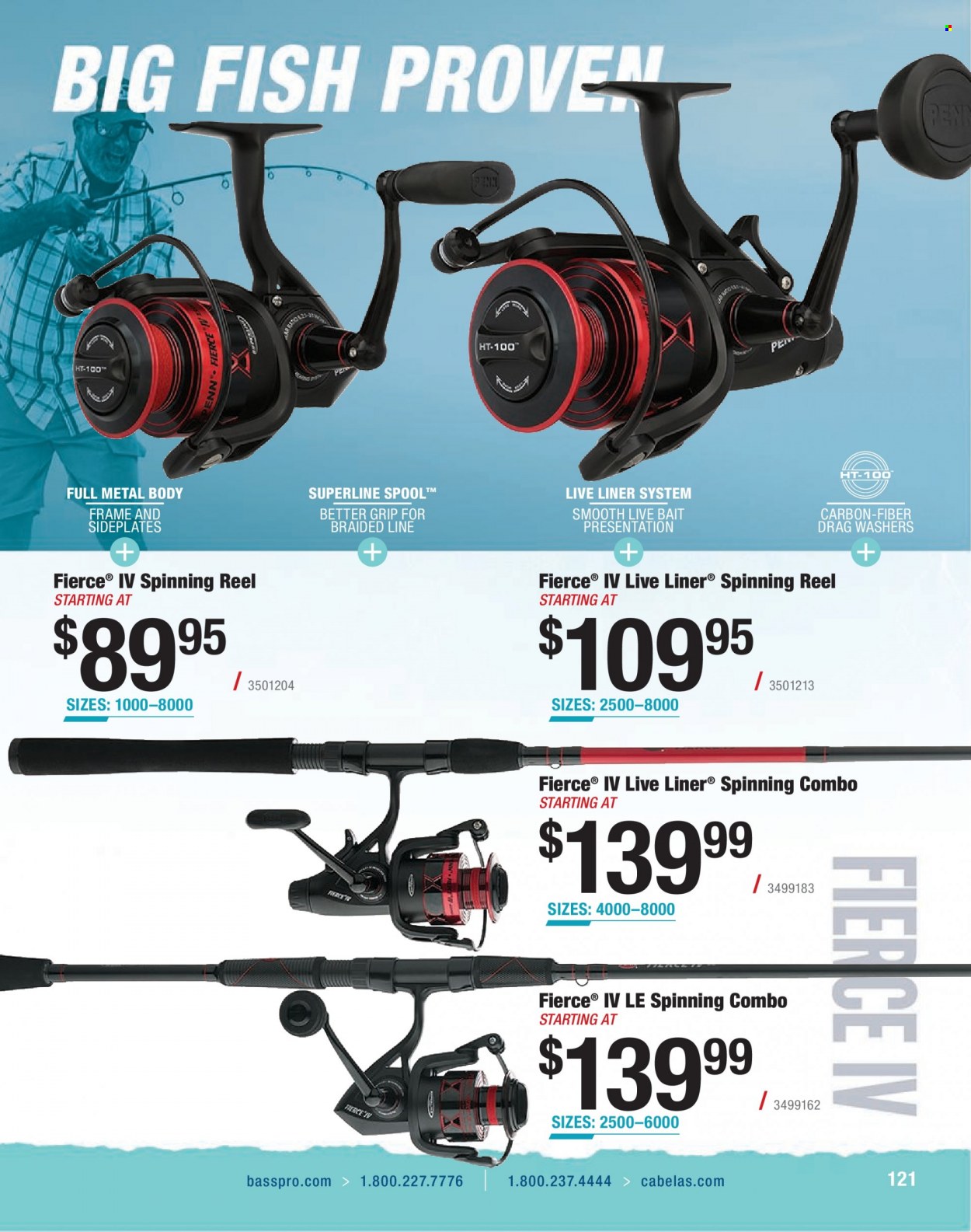 thumbnail - Bass Pro Shops Flyer - Sales products - fish, reel, spinning reel, fishing rod, Penn. Page 121.