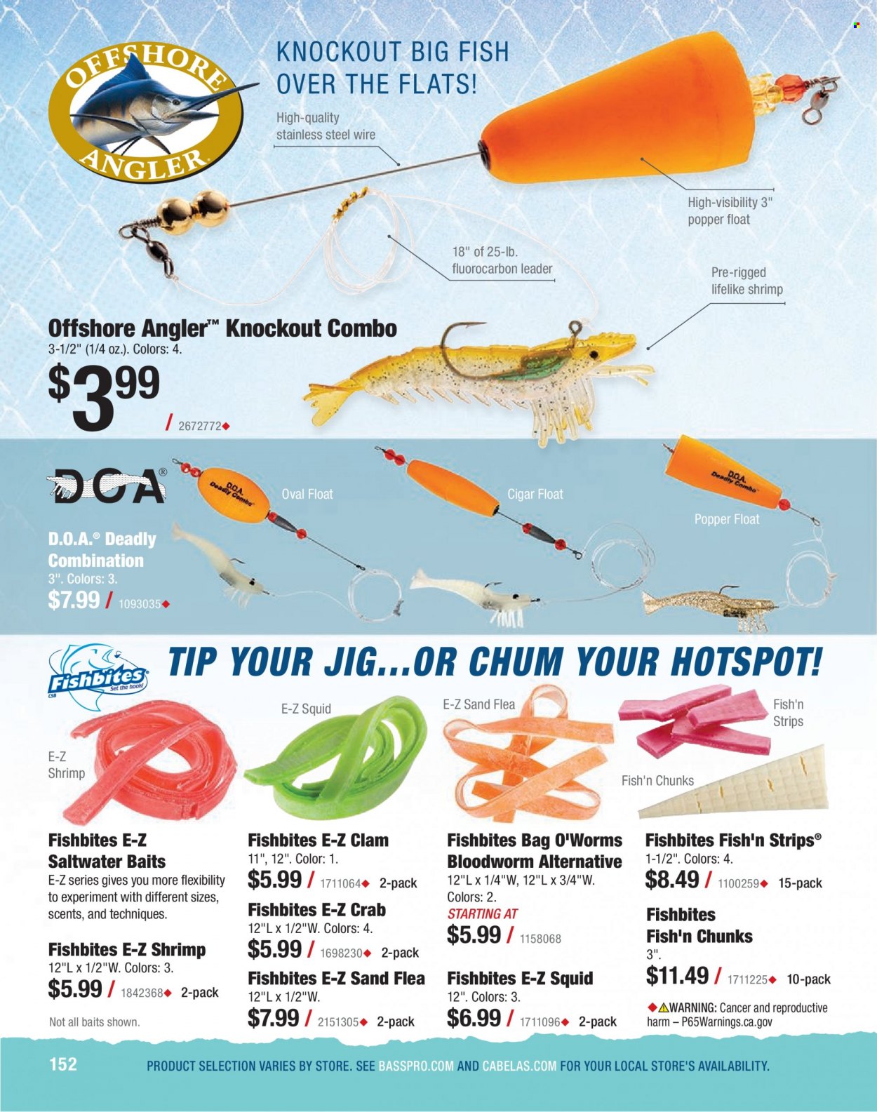 thumbnail - Bass Pro Shops Flyer - Sales products - fish, jig, leader. Page 152.