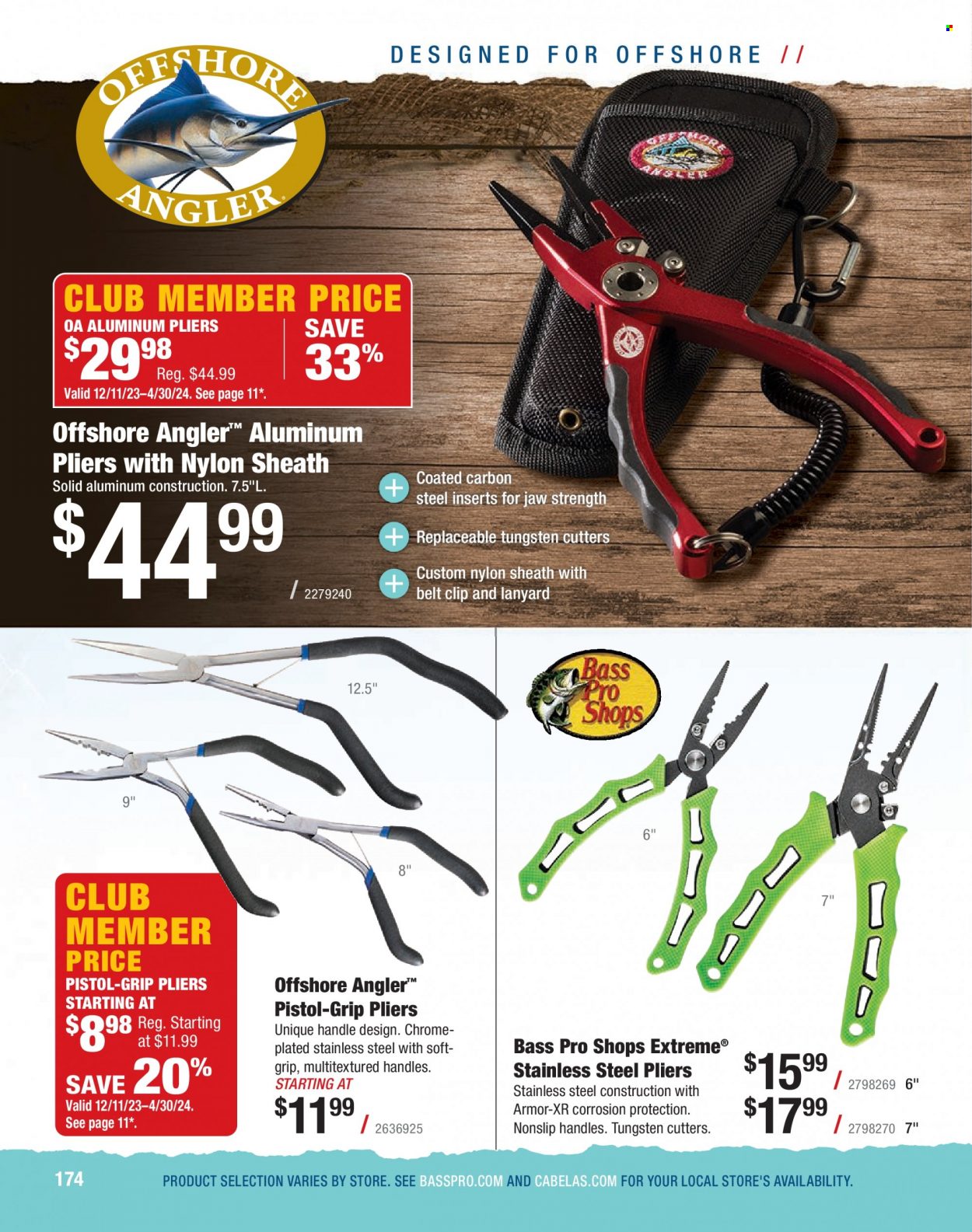 thumbnail - Bass Pro Shops Flyer - Sales products - Bass Pro, pliers. Page 174.