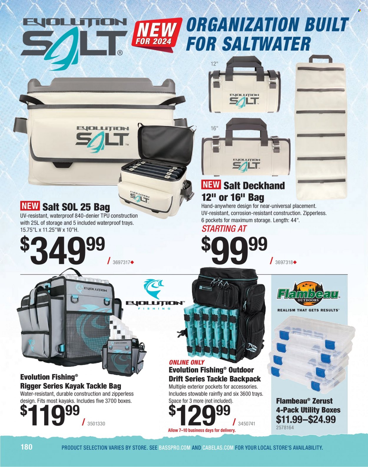 thumbnail - Bass Pro Shops Flyer - Sales products - tackle bag, tackle backpack, kayak. Page 180.