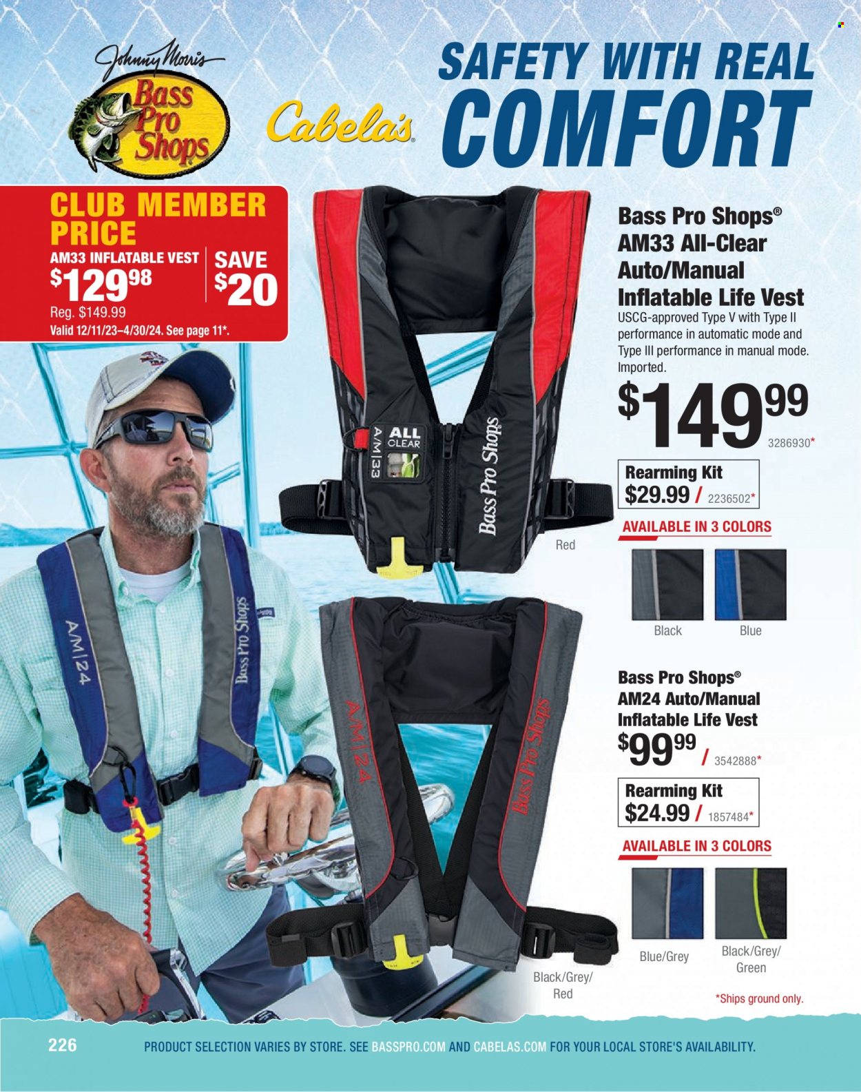 thumbnail - Bass Pro Shops Flyer - Sales products - vest, Bass Pro, life jacket. Page 226.