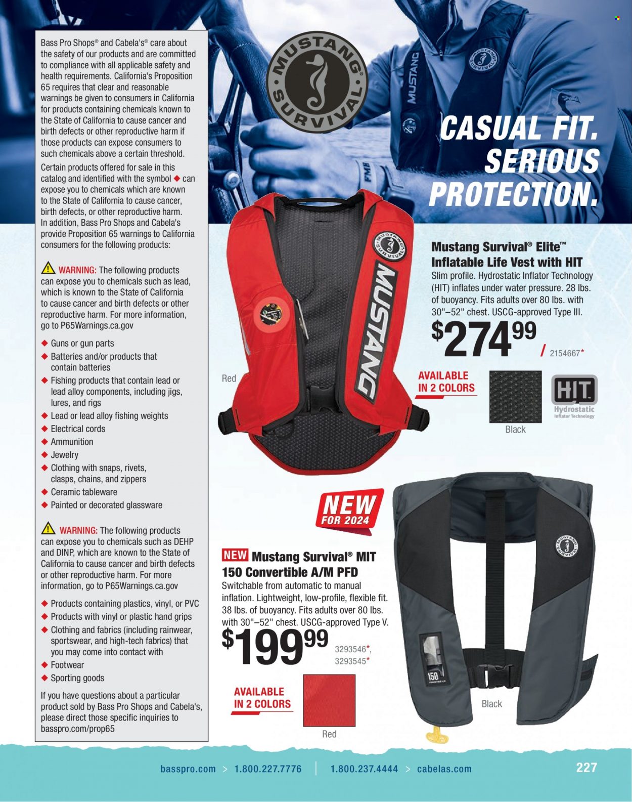 thumbnail - Bass Pro Shops Flyer - Sales products - vest, inflator, Bass Pro, life jacket. Page 227.