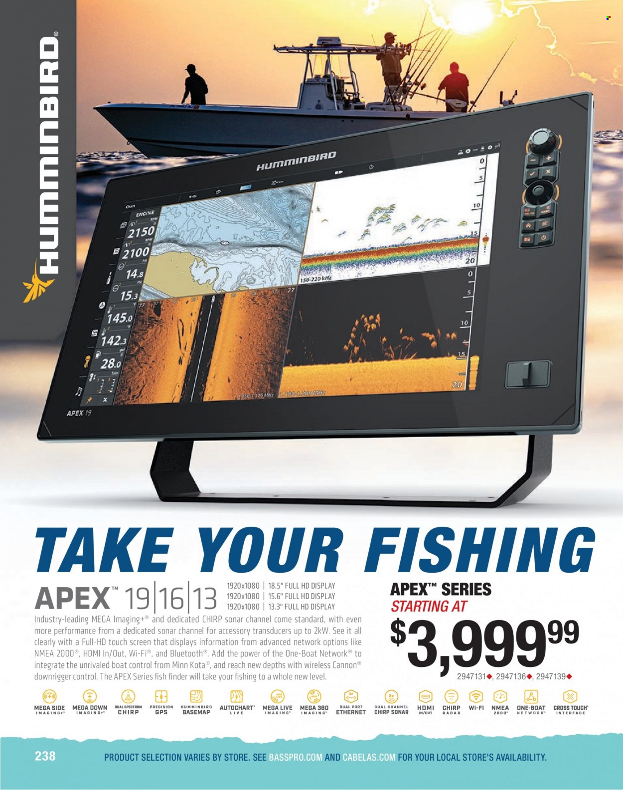 thumbnail - Bass Pro Shops Flyer - Sales products - fish, fish finder, sonar. Page 238.