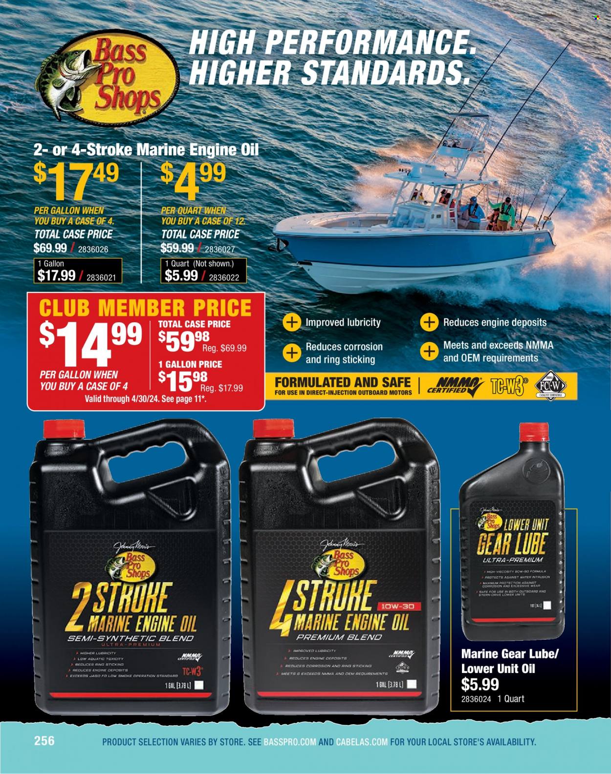 thumbnail - Bass Pro Shops Flyer - Sales products - motor oil, Quicksilver Marine Lubricants. Page 256.
