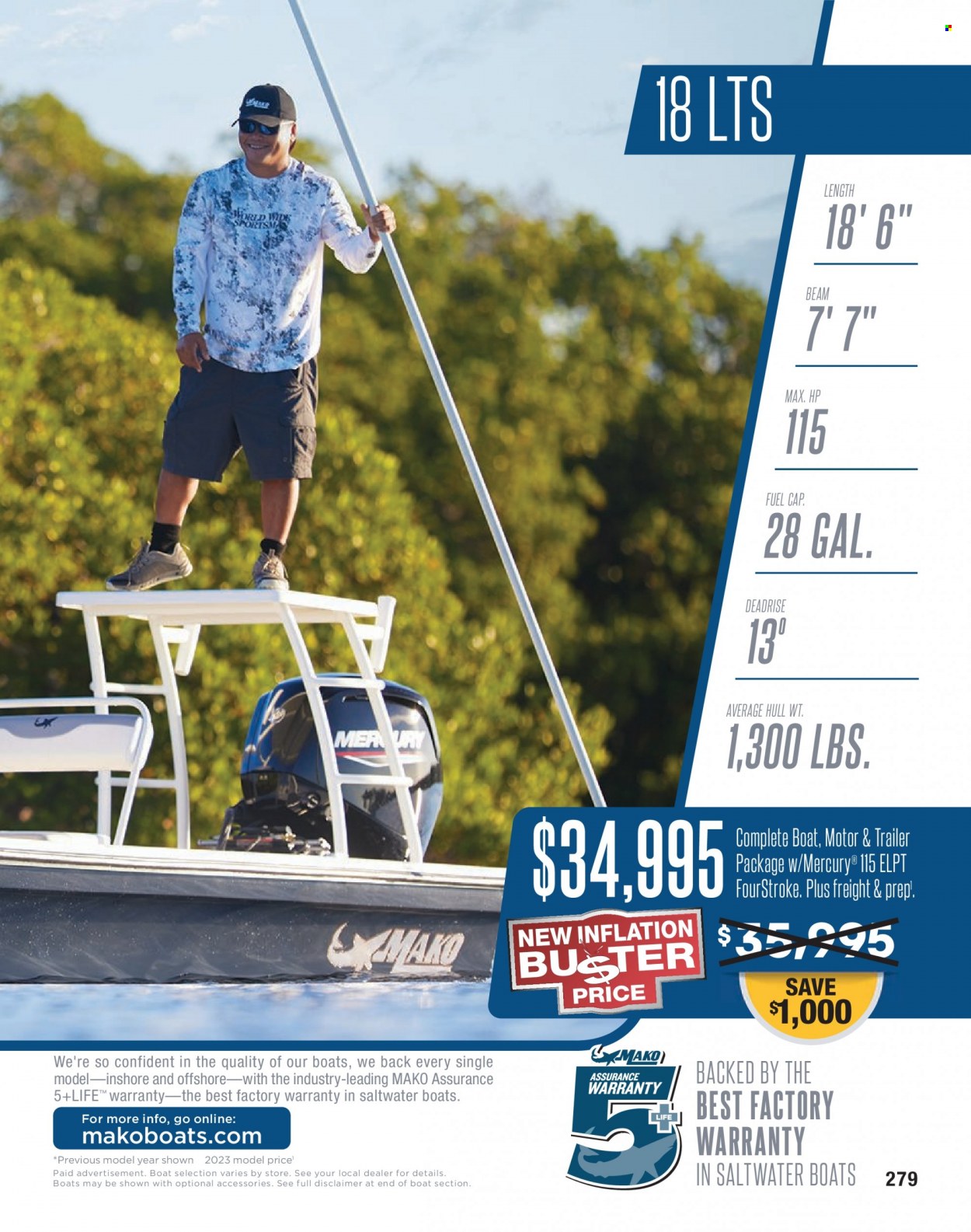 thumbnail - Bass Pro Shops Flyer - Sales products - boat, trailer. Page 279.