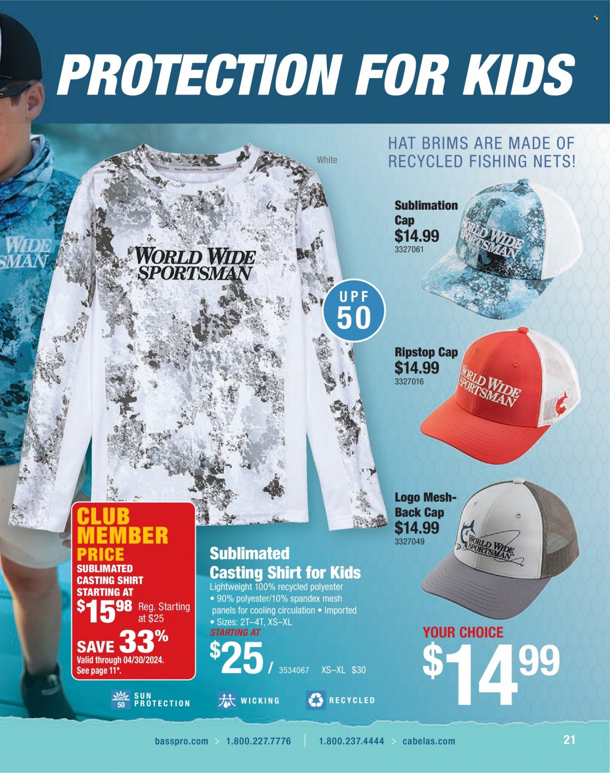 thumbnail - Cabela's Flyer - Sales products - shirt, hat. Page 21.