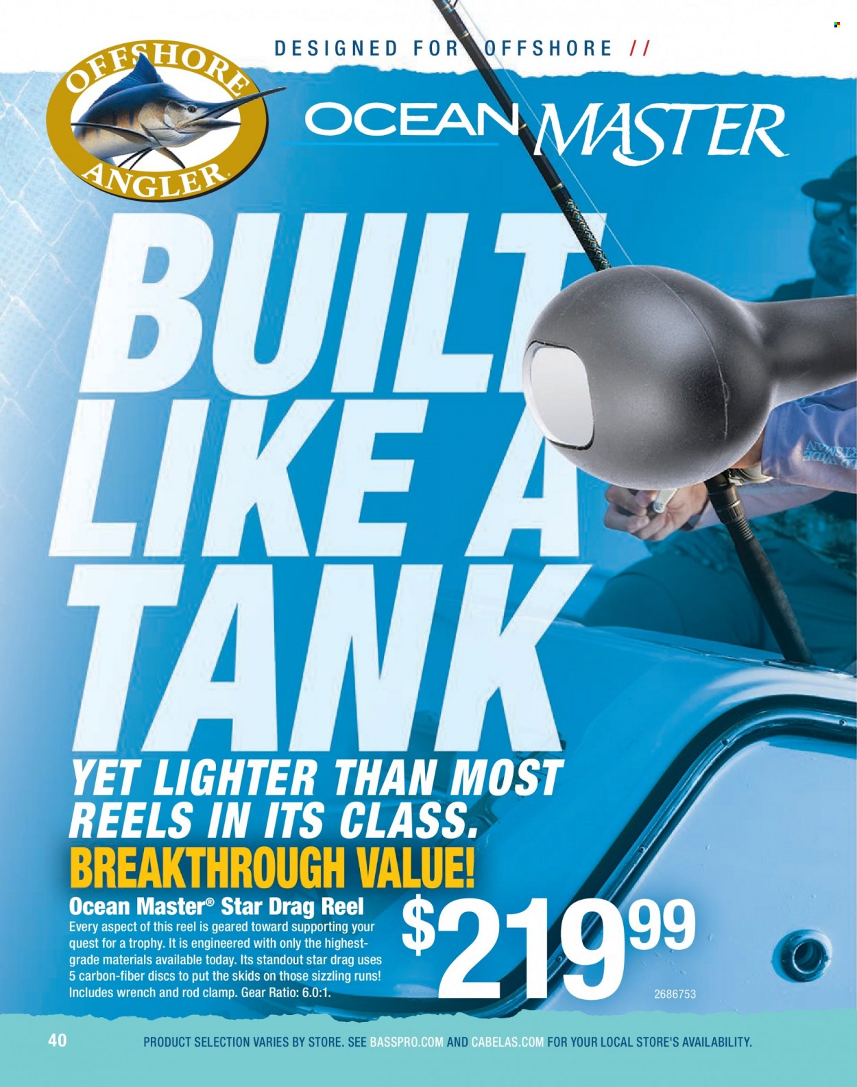 thumbnail - Cabela's Flyer - Sales products - tank, reel, clamp. Page 40.