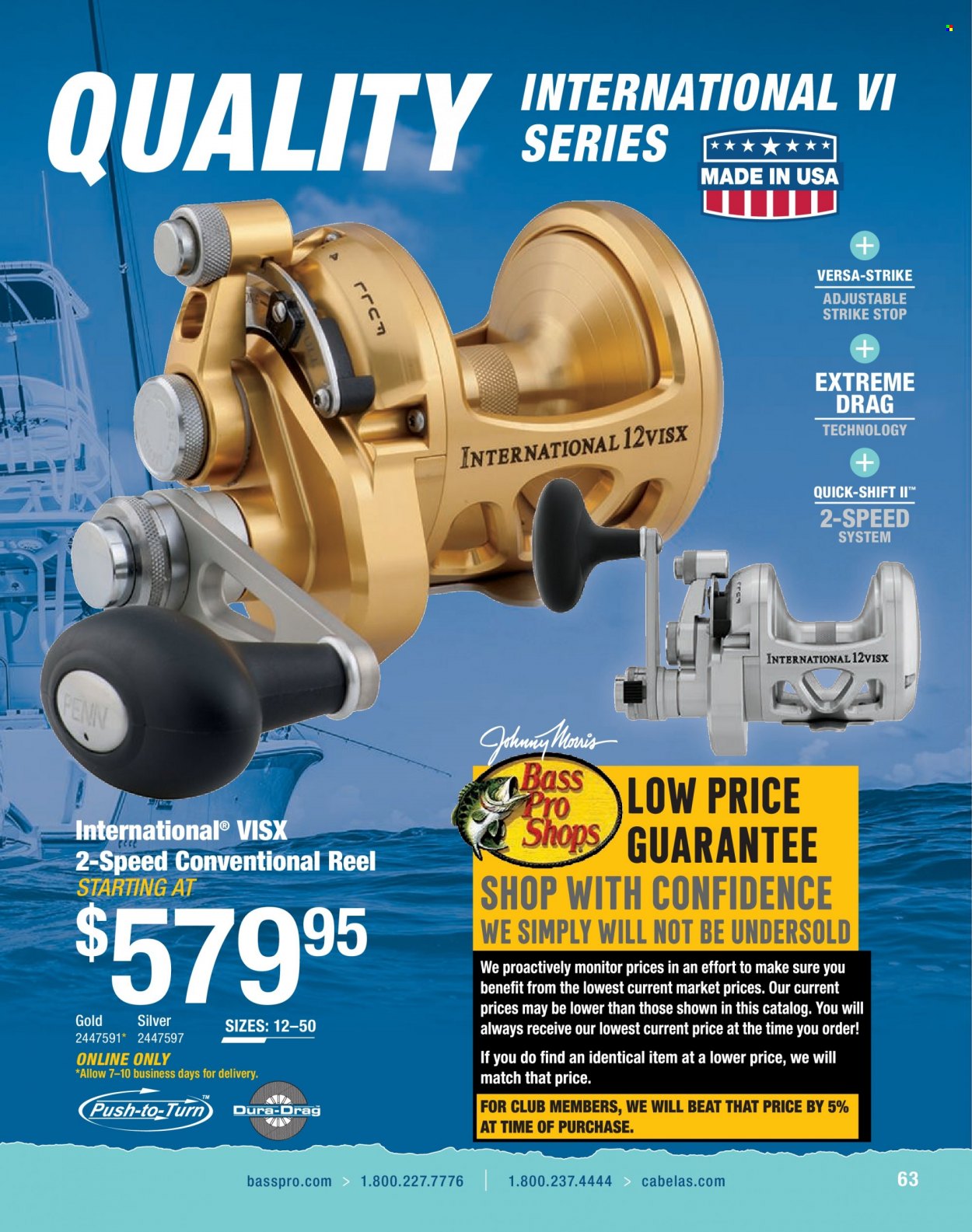thumbnail - Cabela's Flyer - Sales products - Bass Pro, reel, Penn. Page 63.