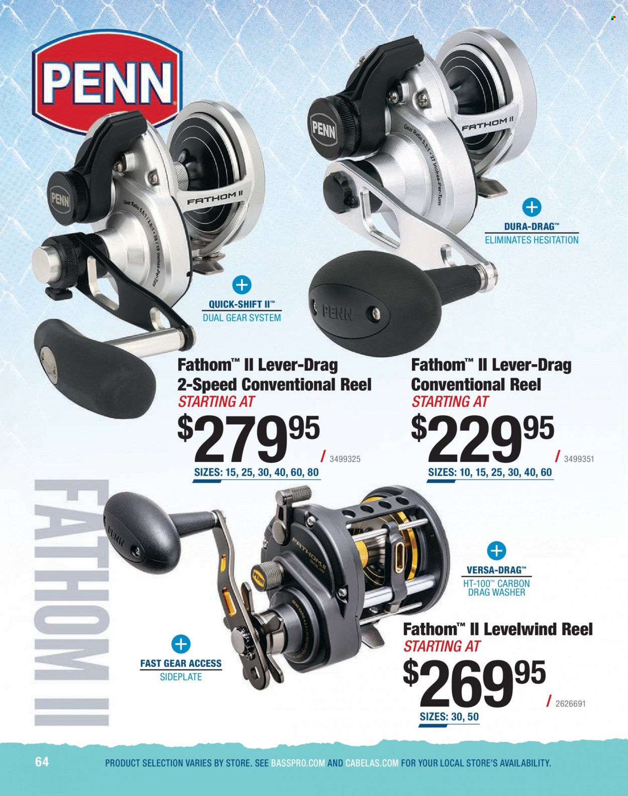 thumbnail - Cabela's Flyer - Sales products - reel, fishing rod, Penn. Page 64.