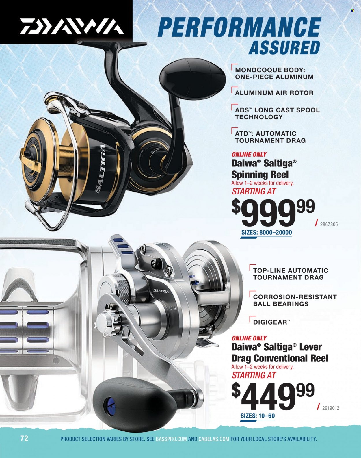 thumbnail - Cabela's Flyer - Sales products - reel, spinning reel, fishing rod, DAIWA. Page 72.