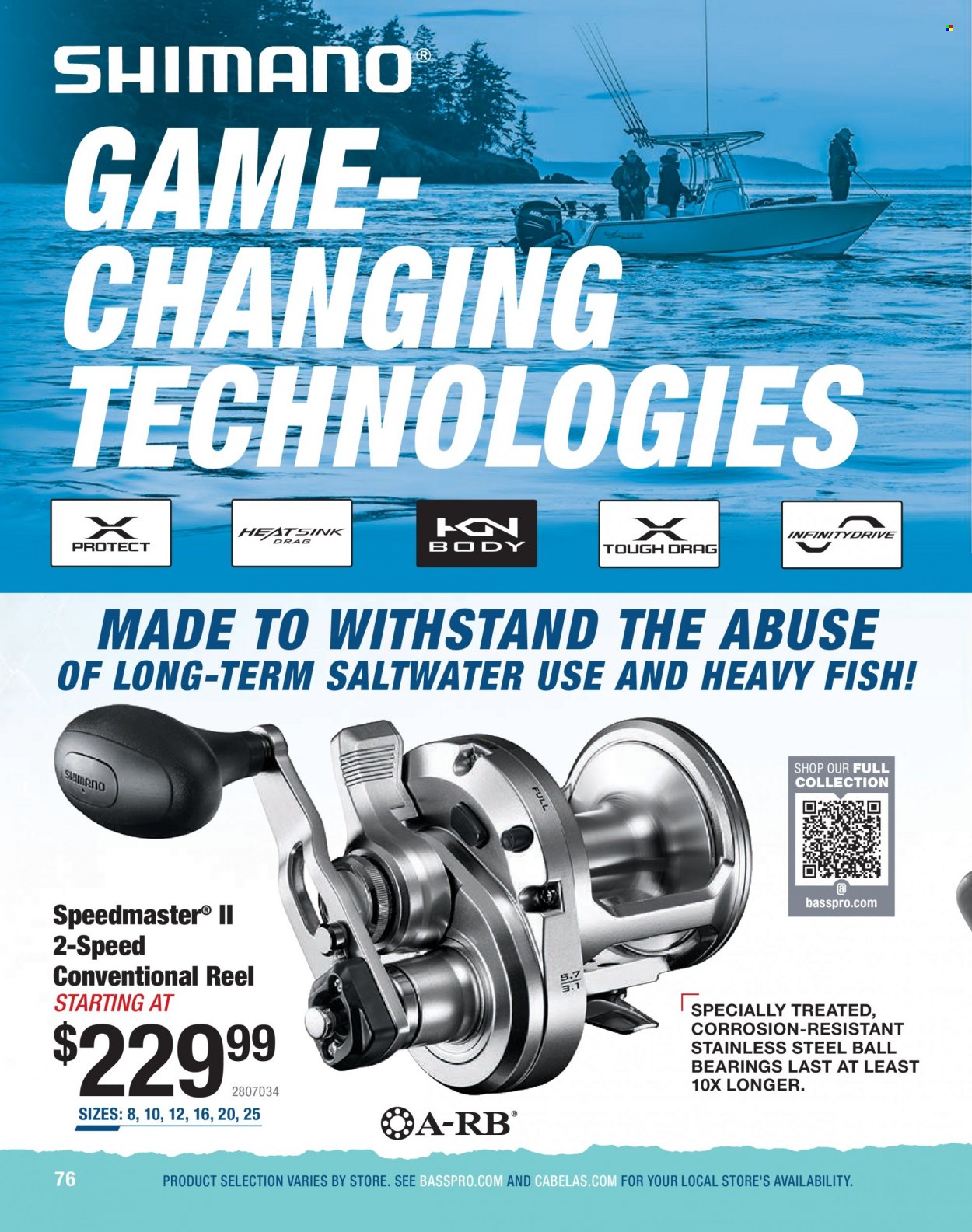 thumbnail - Cabela's Flyer - Sales products - fish, Shimano, reel, fishing rod. Page 76.