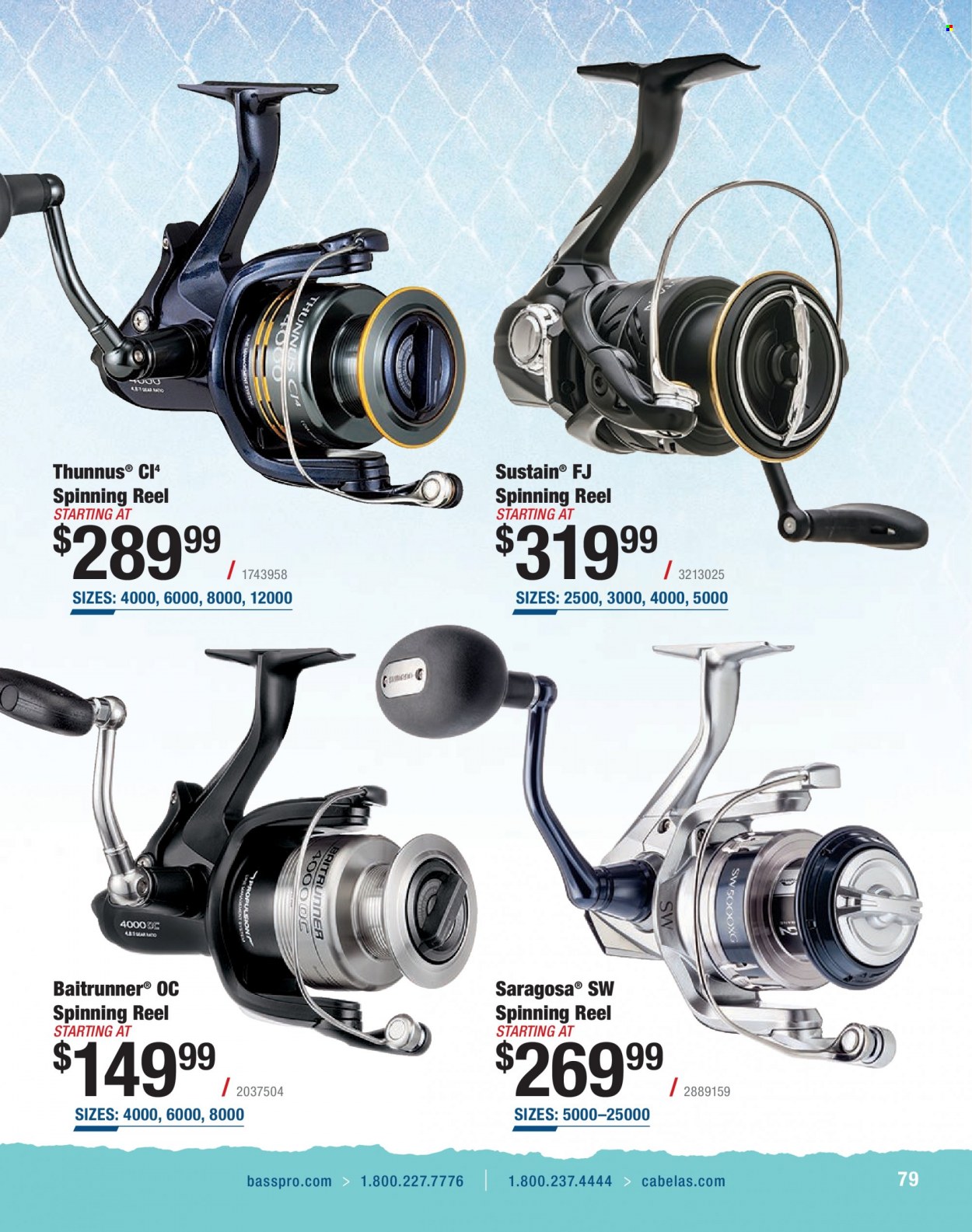 thumbnail - Cabela's Flyer - Sales products - reel, spinning reel. Page 79.