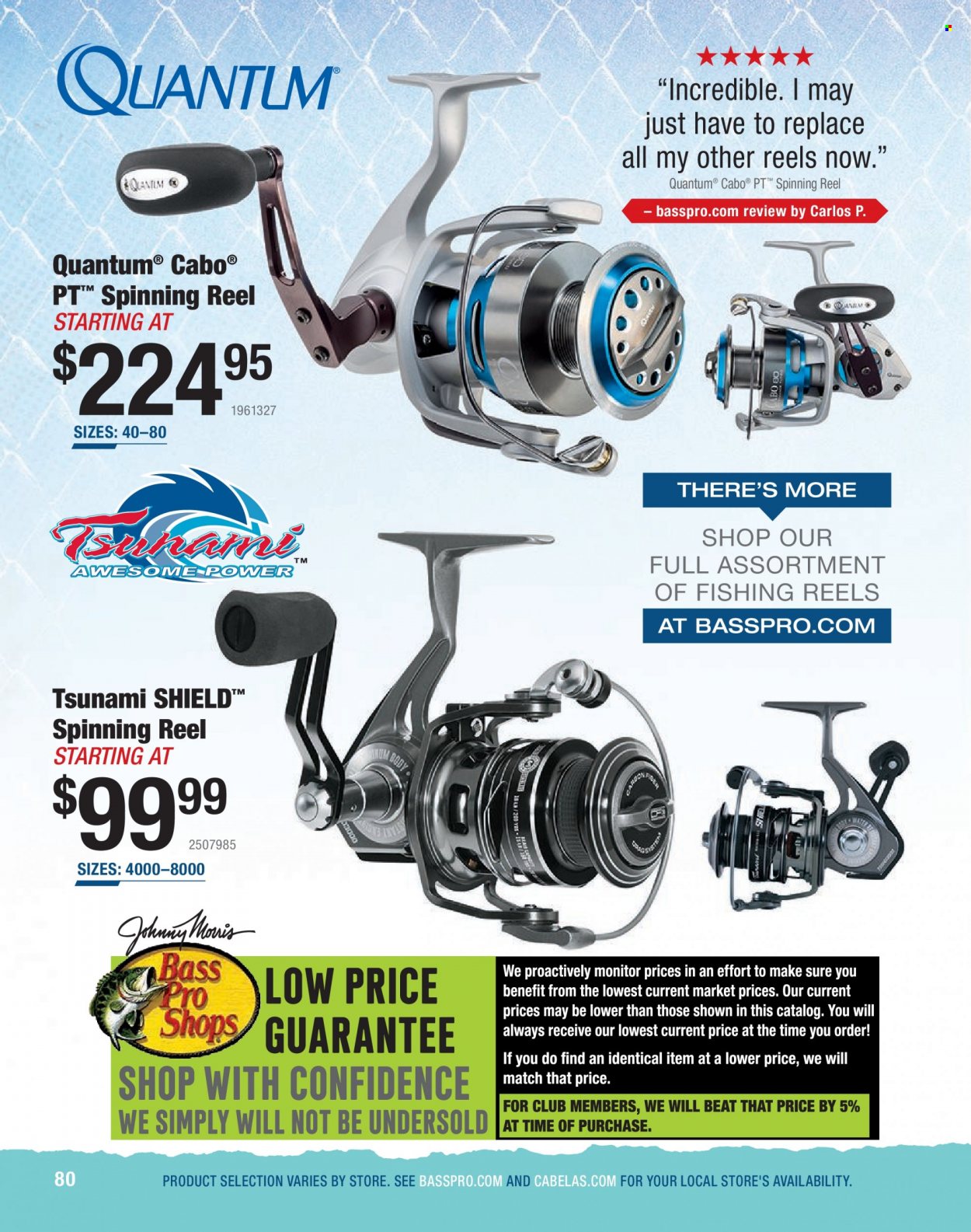 thumbnail - Cabela's Flyer - Sales products - Bass Pro, reel, spinning reel. Page 80.